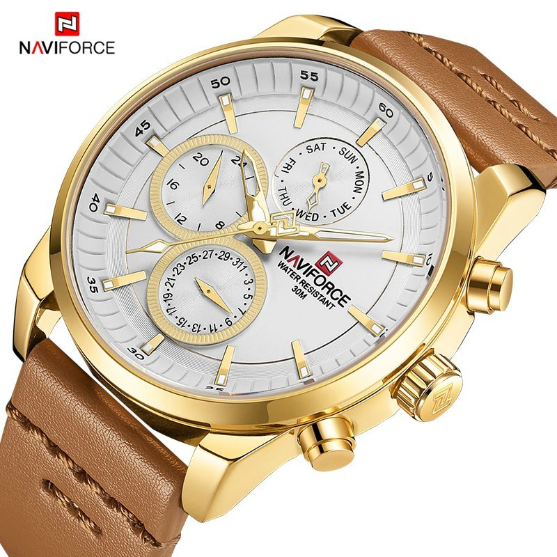 Naviforce Nf Day Date Function Luxury Chronograph Watch For Men