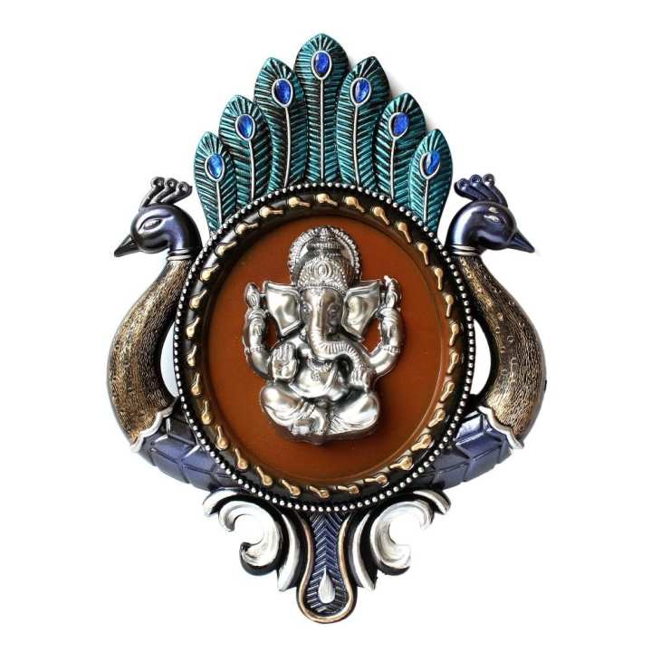 Multicolored Ganesh With Peacock Frame Wall  Decor  Buy 