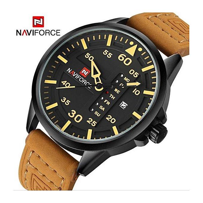 NAVIFORCE Nf9074M Date Day Function Analog Watch For Men Brown Black Daraz .np