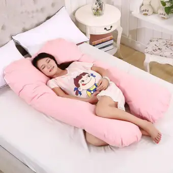 Pink Full Body Pillow With Washable Cotton Cover Sleeping