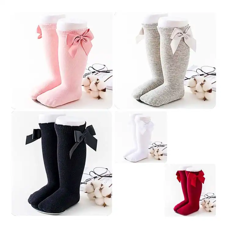 Baby long socks with hot sale bows