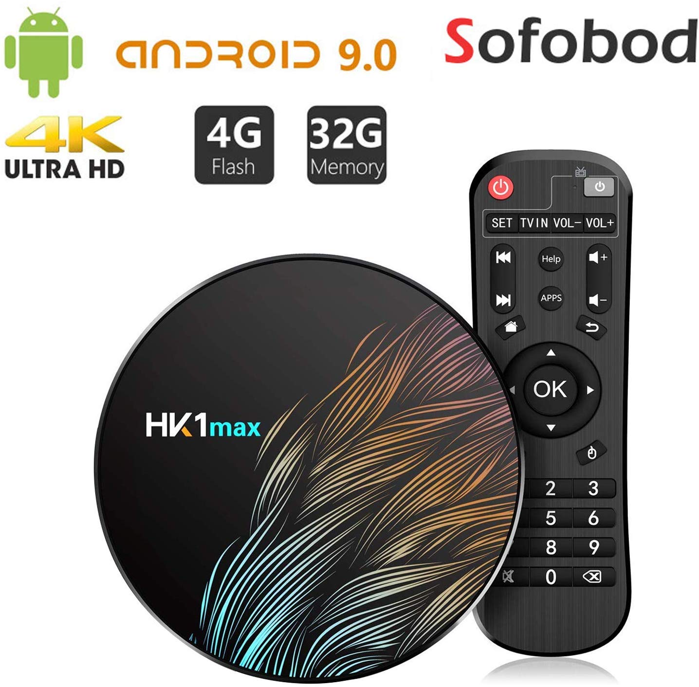 Hk1 Max Tv Box Android 9.0 Tv Box 4Gb Ram 32Gb Rom 2.4G/5G Dual Wifi H.265 Decoding Hd 4K Set Top Box