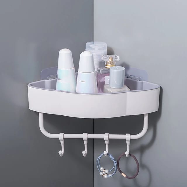 1pc Storage Shelf Punchingfree Stand Bathroom Draining Rack gray 買得