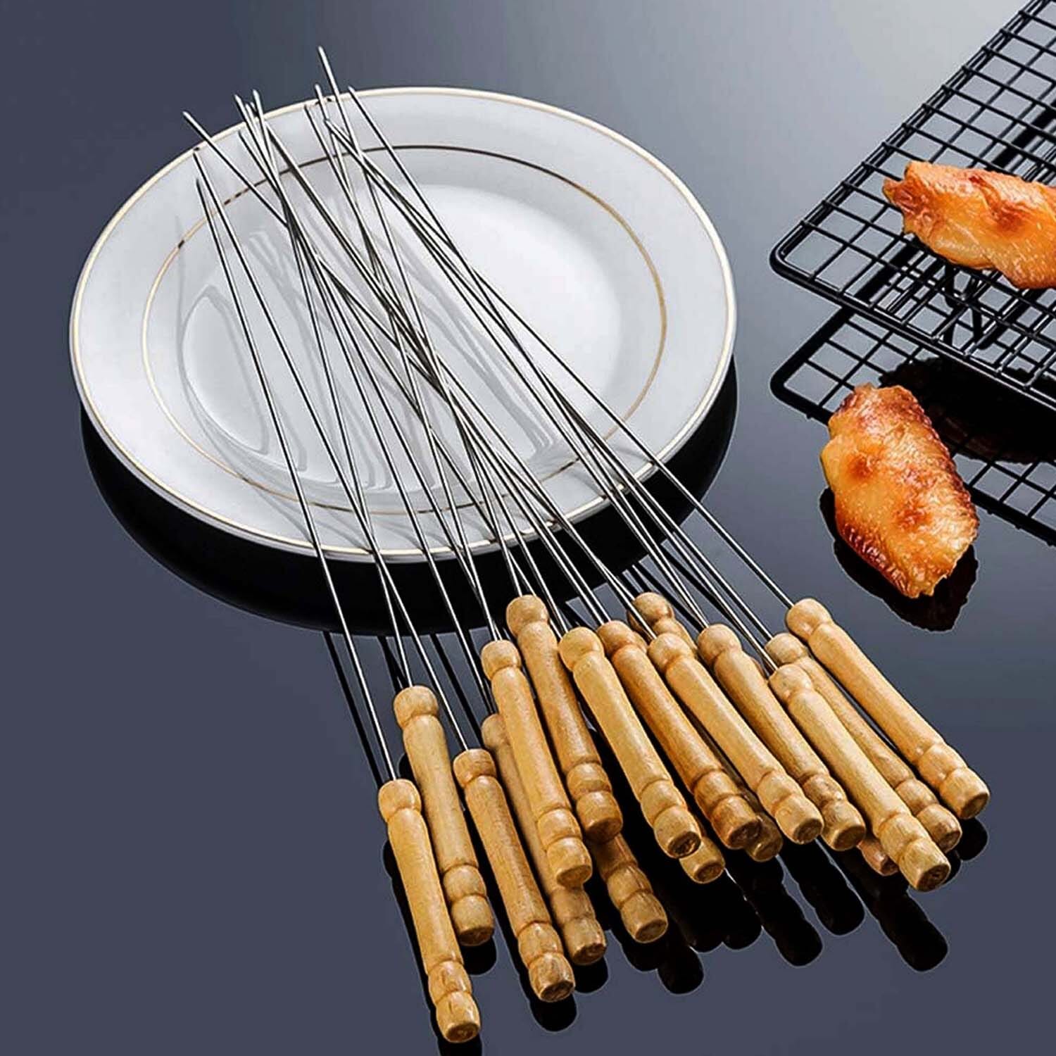 Barbecue Skewers 12 Pcs Stainless Steel Barbecue String with