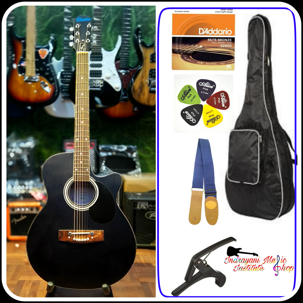 Clapton Forgien Shape Guitar Black One Year Neck Warranty-5900