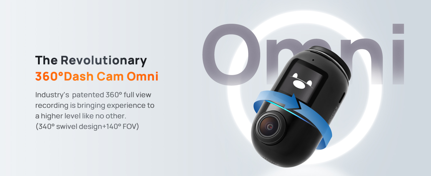 70mai Omni Dash Cam (128 GB), Patented 360° Full View Rotatable