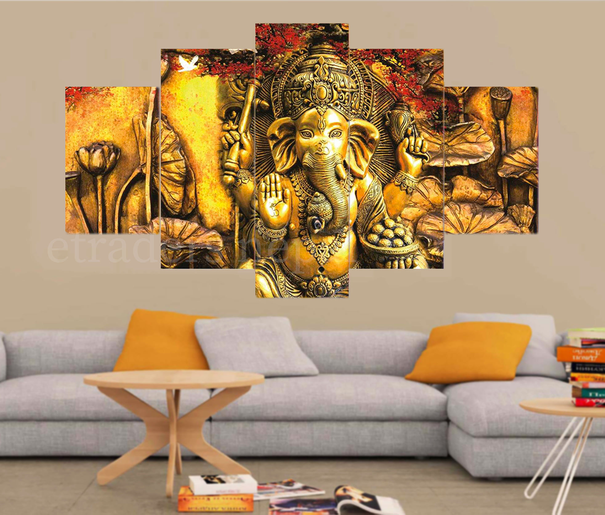 5 Panel Lord Ganesh Canvas | Wall | Home Decor | Canvas | Wall Art