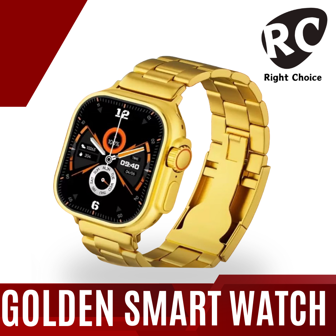 Golden Ultra Smartwatch Golden Bracelet Strap Men and Women Smartwatch ...