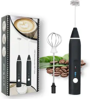 USB Milk Frother Handheld 3-Speed Rechargeable for Coffee & Latte