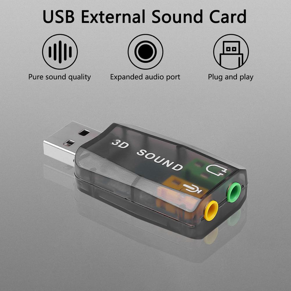 køkken Fugtig moderat Audio Adapter 3D Sound Card 5.1 USB To 3.5mm Mic Headphone Stereo Jack For  Laptop, PC, Mac & Recording Studio