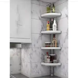 Stainless Steel Shower Shelf 1 Pcs Kitchen Organizer Bathroom Rack Kitchen  Rack Stylish Self-Adhesive Bathroom Shelf Modern