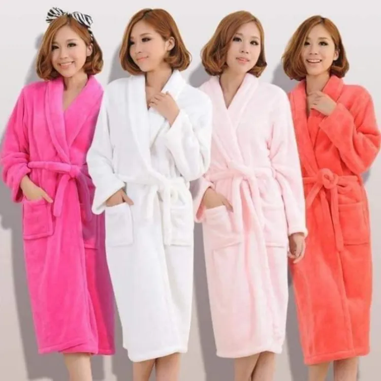 Women's Solid Color Flannel Robe
