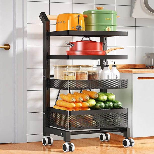 MultiPurpose Mesh Kitchen Trolley with Wheeled Storage Rack