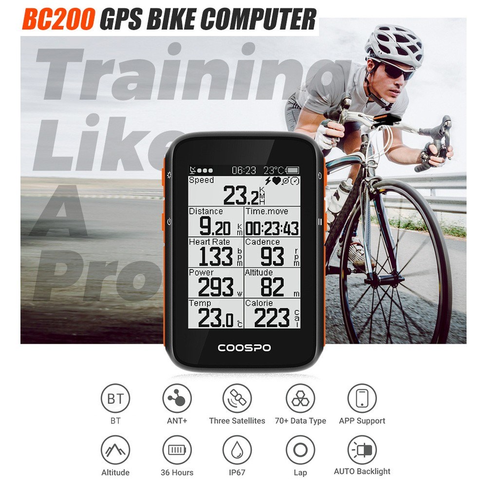 COOSPO BC200 Wireless Bike Computer Waterproof Bicycle GPS Computer ...