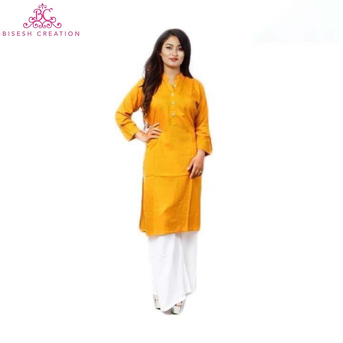 Bisesh Creation Mustard Yellow Rayon Kurti-1350