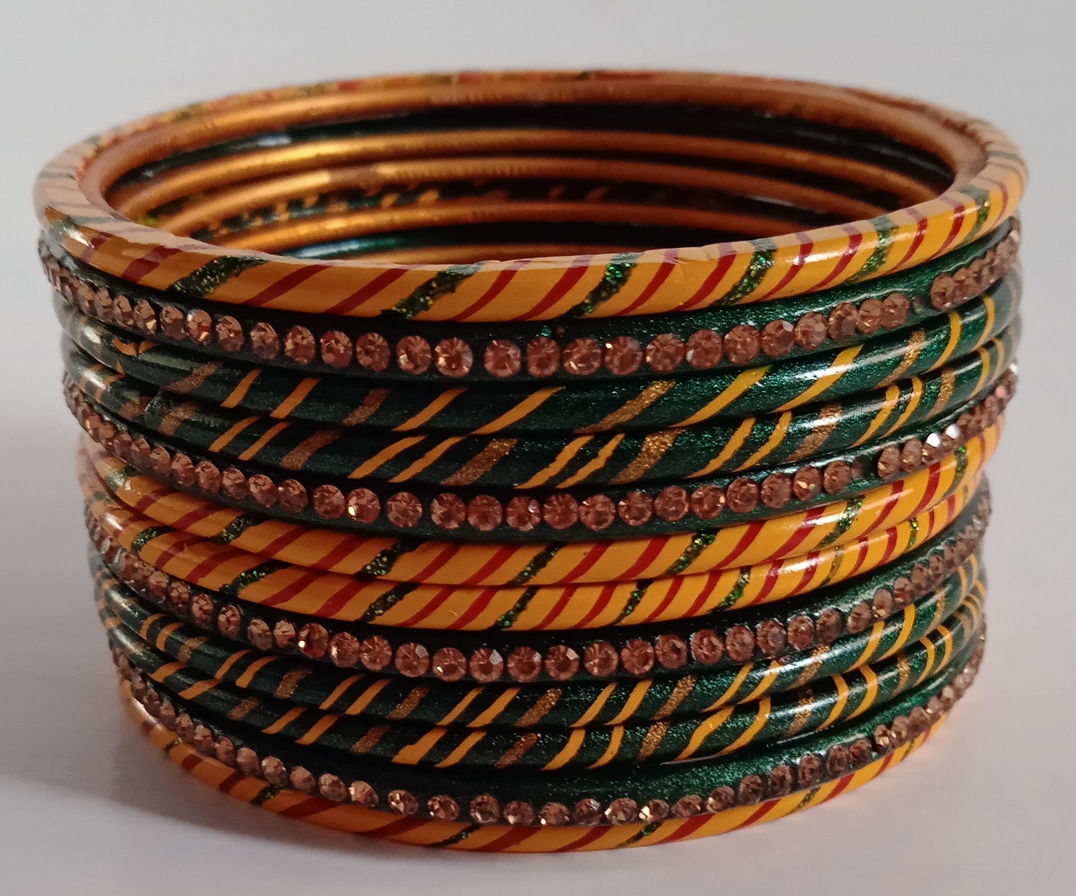 Rakhi Teej Chura Lahthi Set Of 12 Bangles For Women Green With