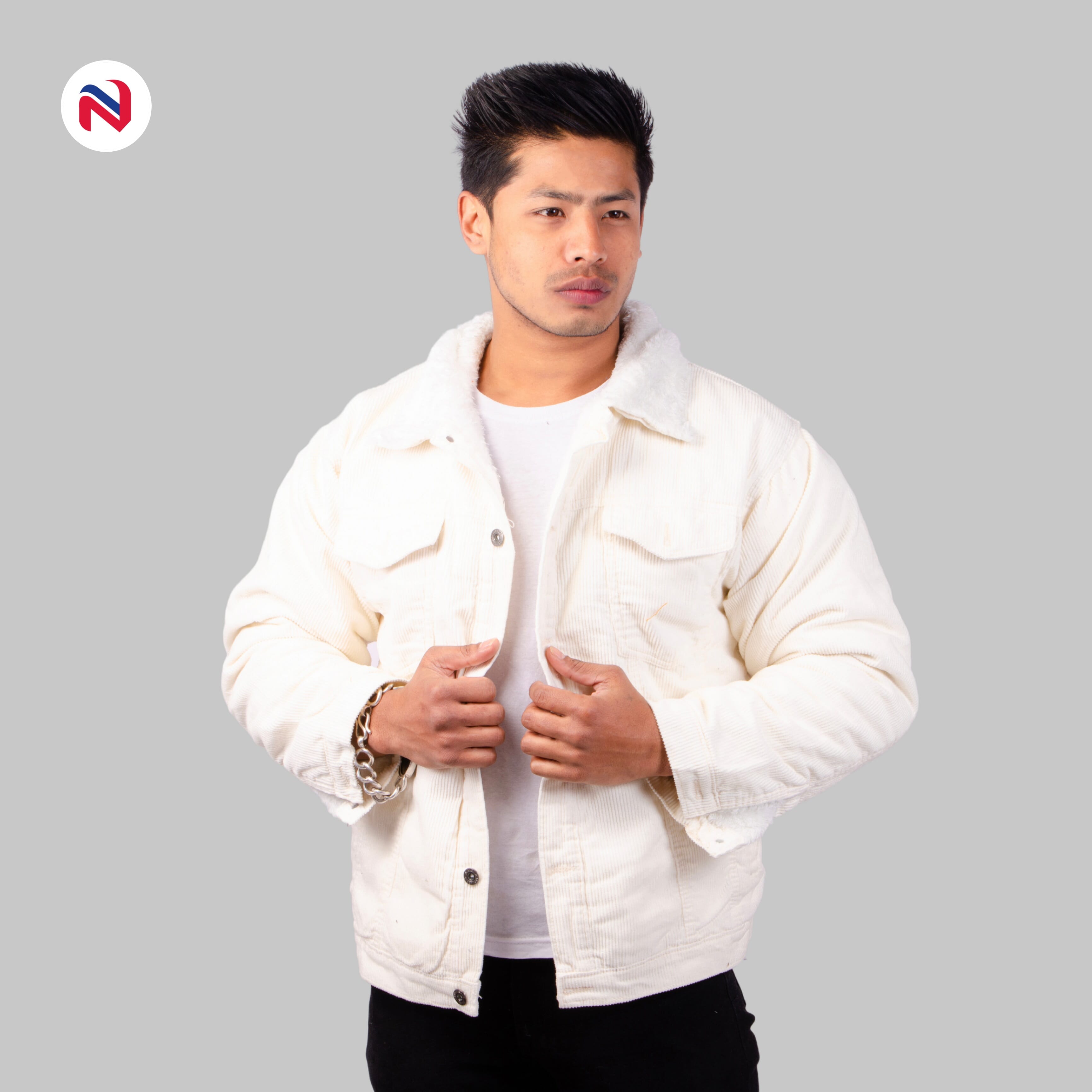 Solid Cotrise Fur Jacket For Men 