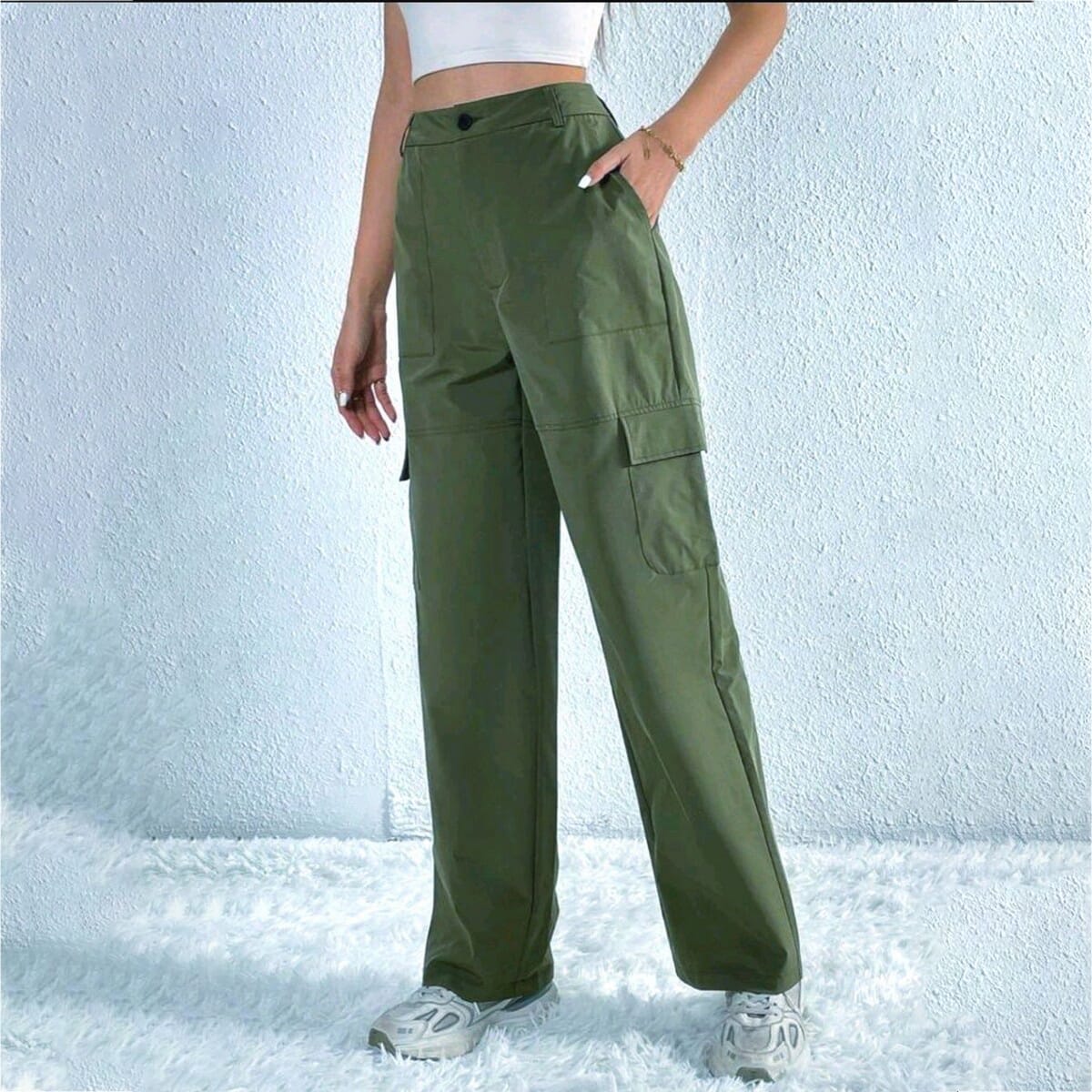 Dark Green Cargo Box Pant For Women | Daraz.com.np