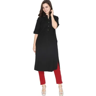Comfort Ladyy Women's Red Stretchable Straight Fit Kurti Pants Free Size  With Pocket