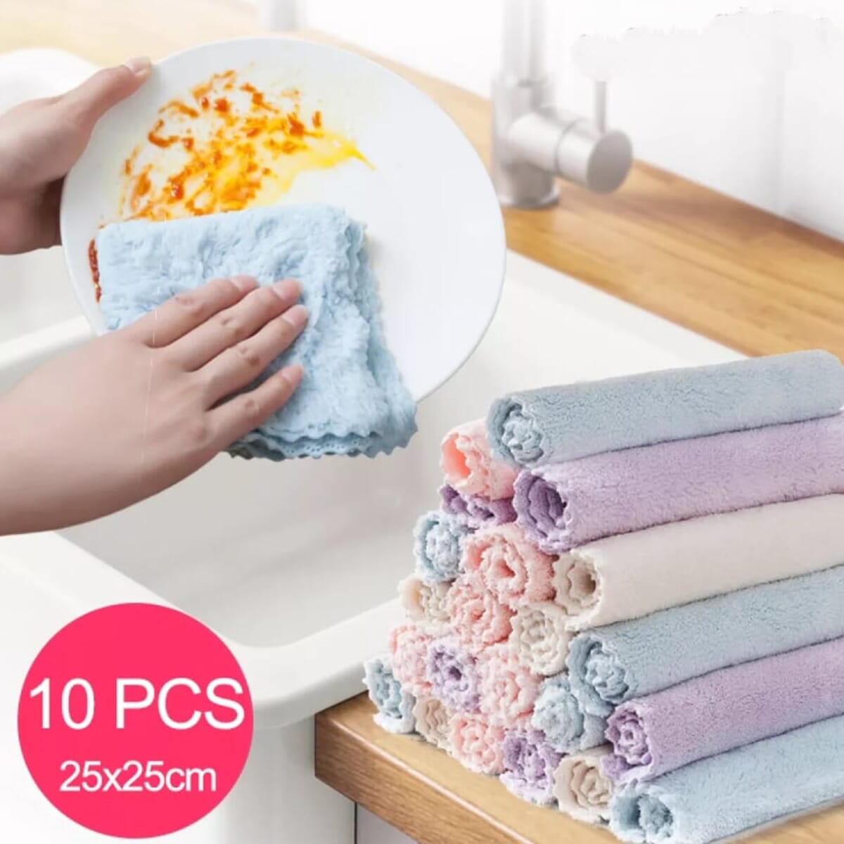 10 Microfibre Cleaning Cloths Car Home Use Kitchen Duster Soft Towels