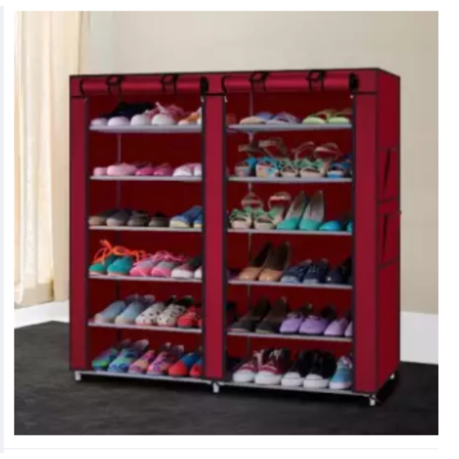 Double Layers Portable And Folding Shoe Rack - (120 X 30 X 108 Cms)