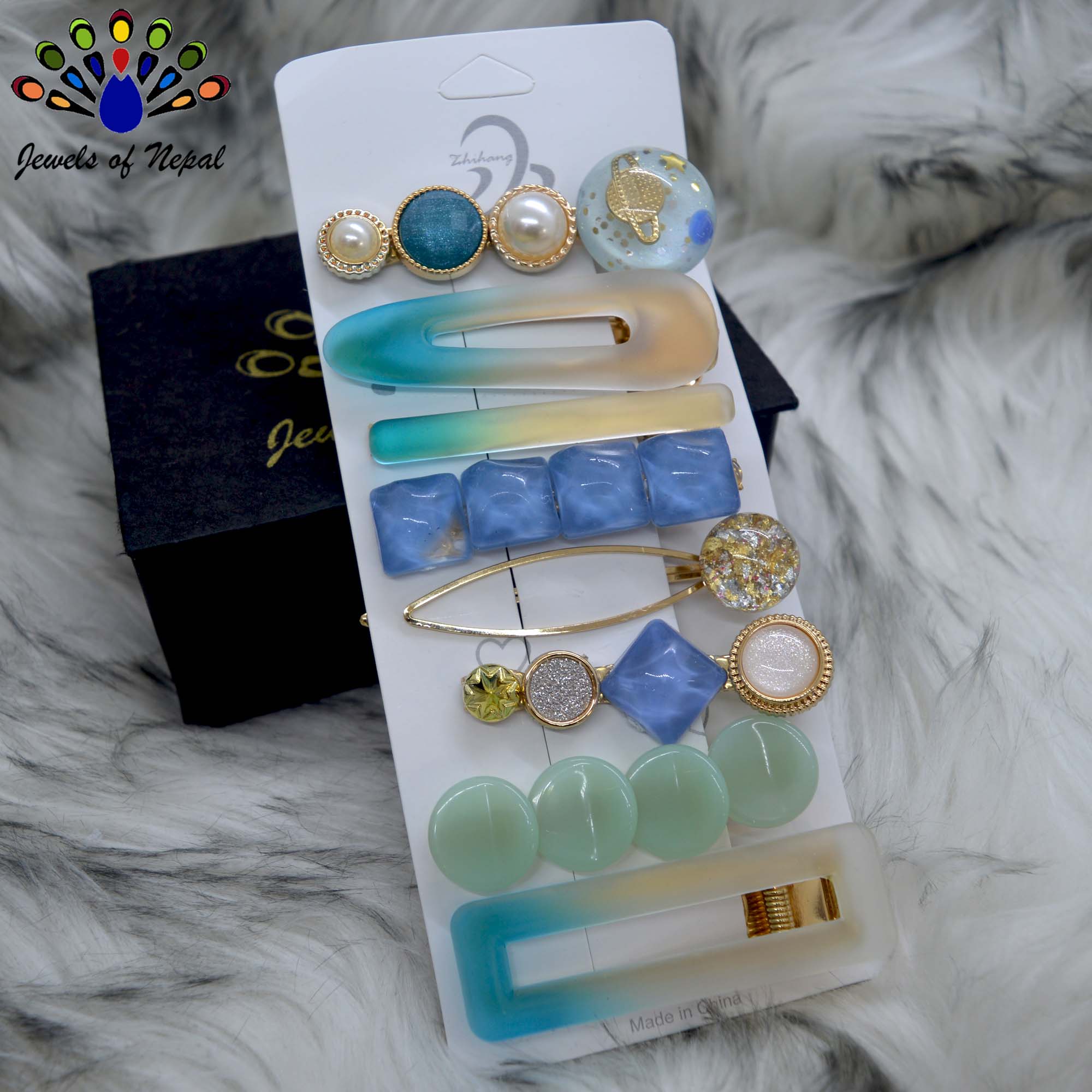 Jewels of Nepal 8 Pcs Combo Hair Clip Set for Girls