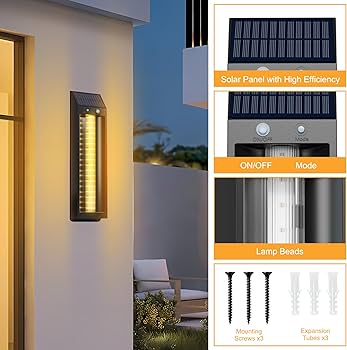 LED Solar Wall Lantern Light | Outdoor Waterproof Motion Sensor Lamp | Solar Hanging Light for Garden, Porch & Front Door