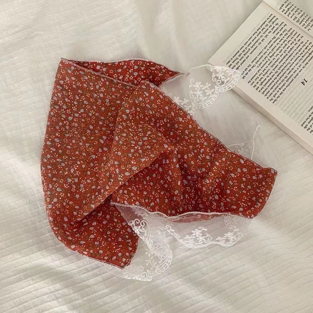 Flower Lace Triangle Scarf Elegant French Style Y2K Lace Headband