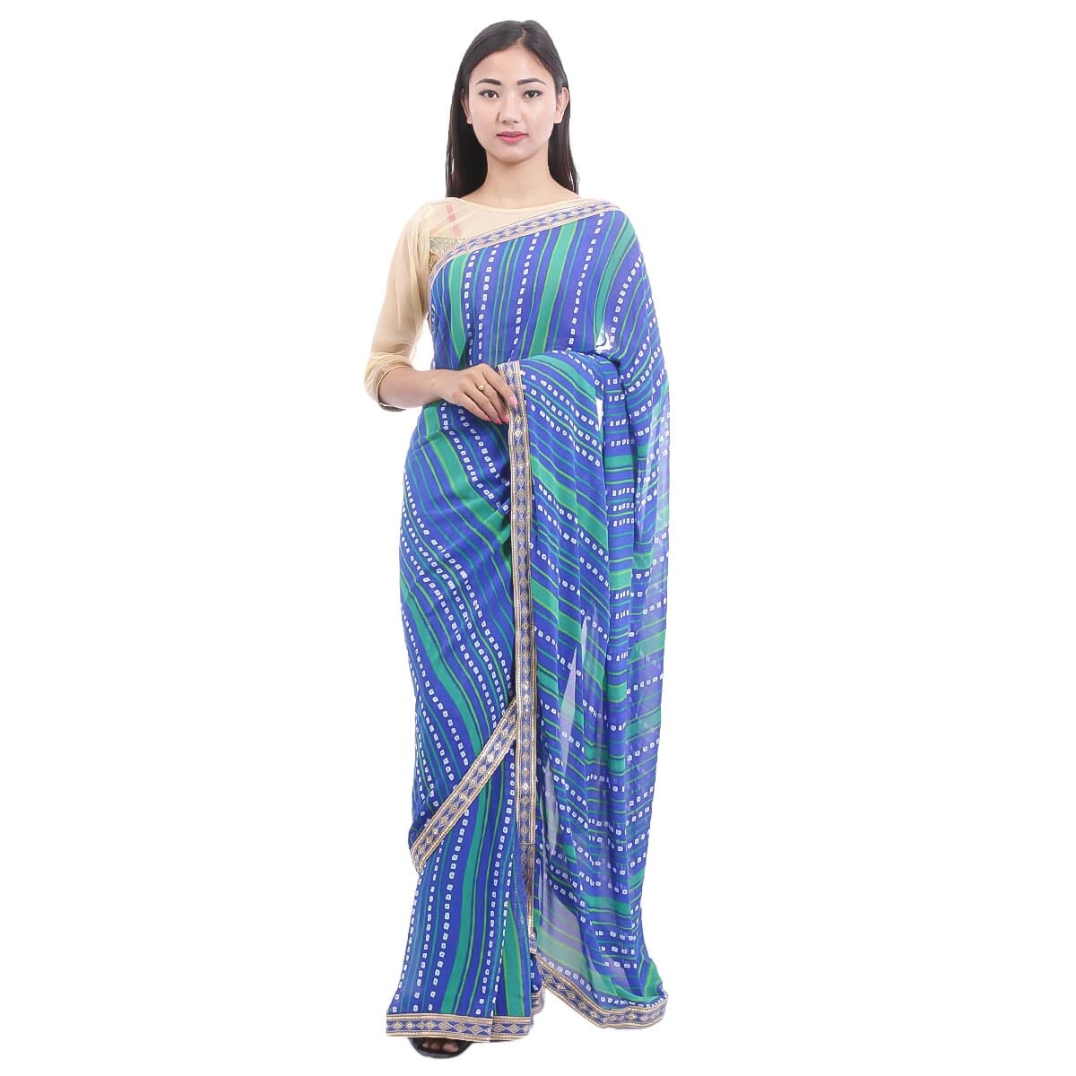 chiffon chunri print saree