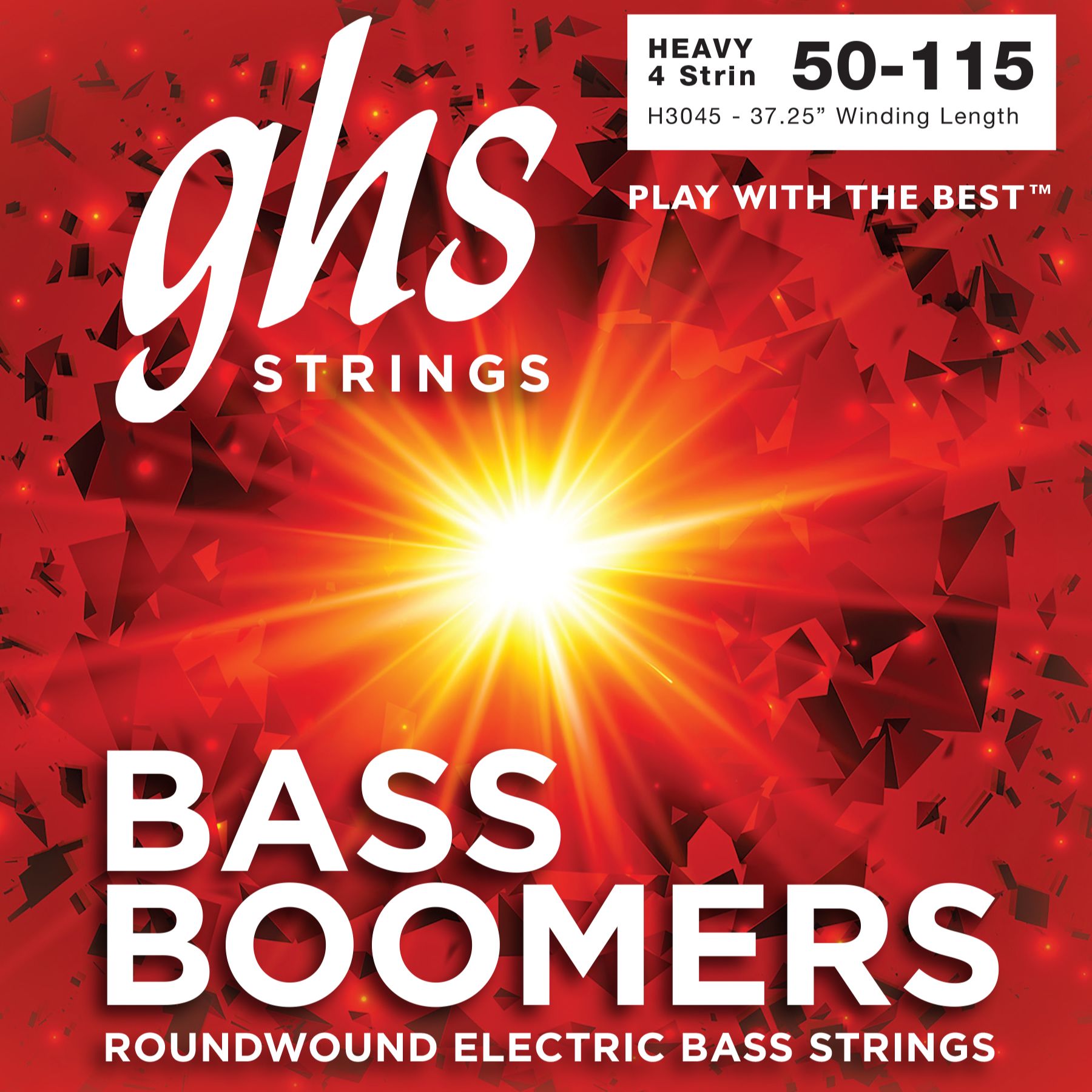 GHS H3045 Bass Boomers Roundwound Electric Bass Guitar Strings - 050 - 115 Heavy Long Scale 4-string