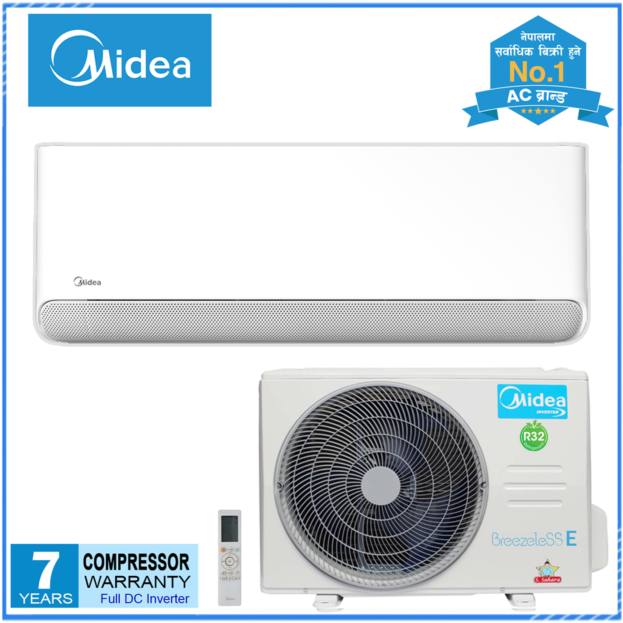 Midea BreezeleSS E series ton T3 Inverter Wall Mounted Air