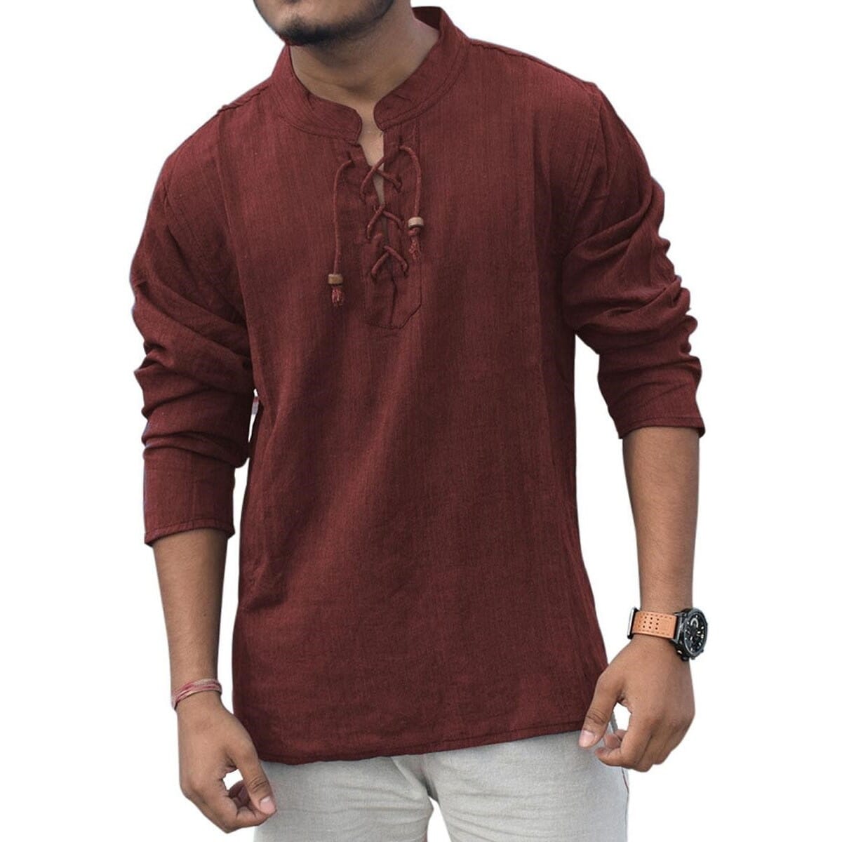 Laced Up Kurta Shirt For Men: Buy 