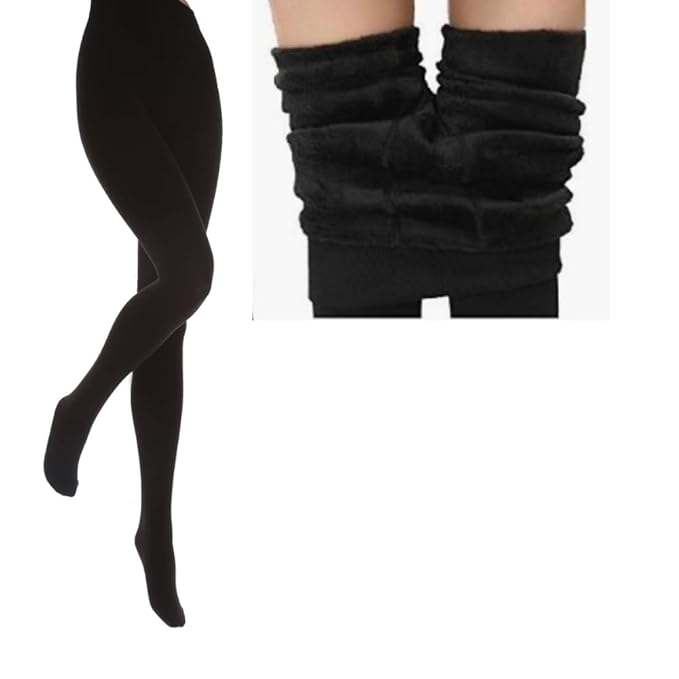 High Waisted Stretchy Fleece Lined Thigh Highs Warm Thick Fur