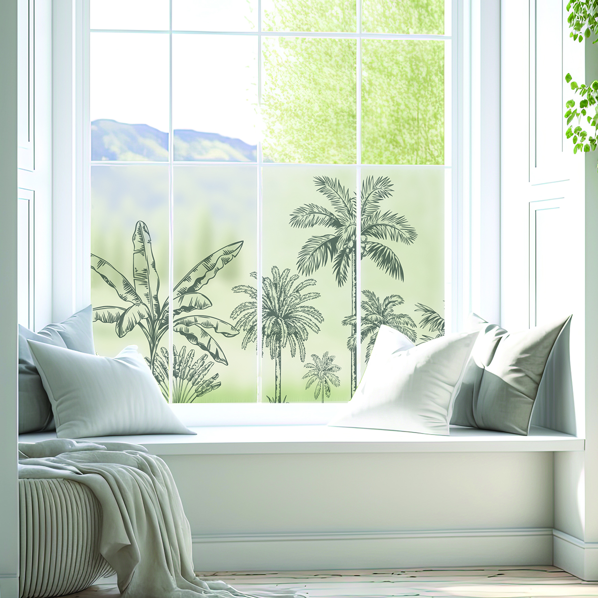 Window Blackout Sticker Options Blackout and Privacy Sticker for Window Palm Trees 1 meter x 40cm ...