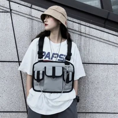 7085 TacticaChain Attach Design Chest Bag  Grey