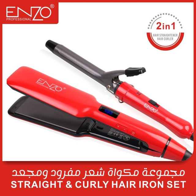 ENZO Professional Hair Straightener Ceramic Flat Iron LCD Fast Heating Infrared Iron Hair Straightener Styling Tools
