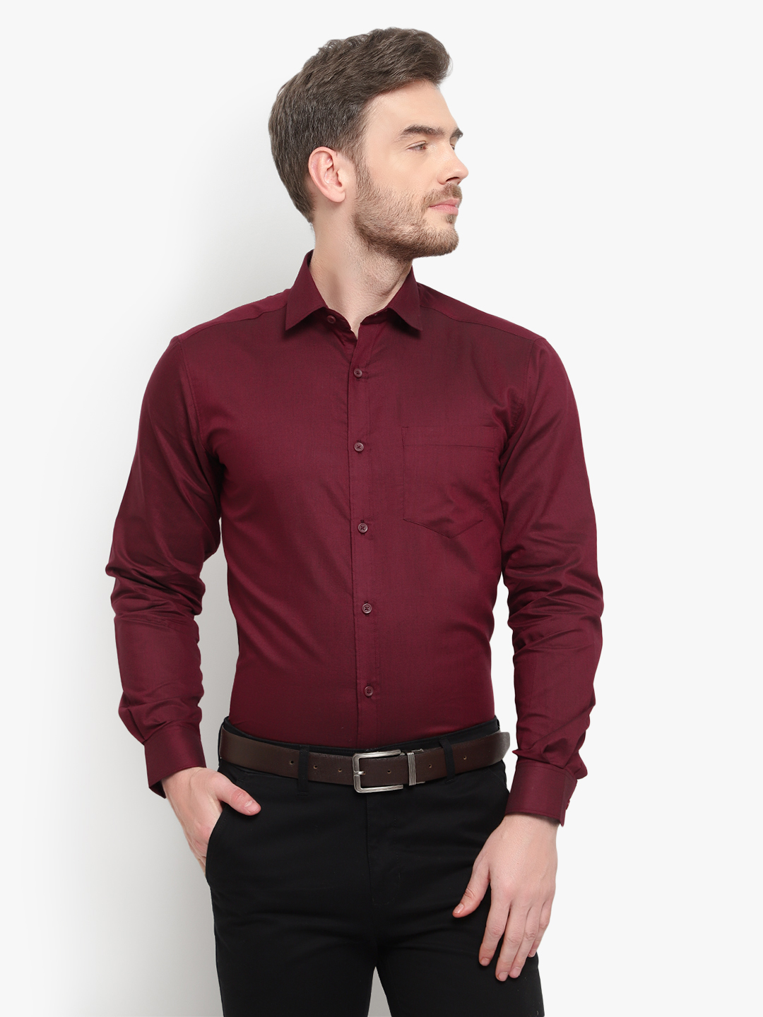 dark maroon color shirt