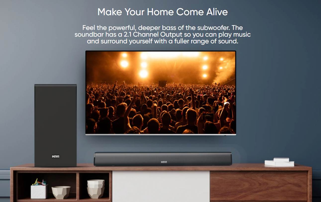 Mivi Fort S200 Soundbar With Wired Subwoofer200W Output Made In India