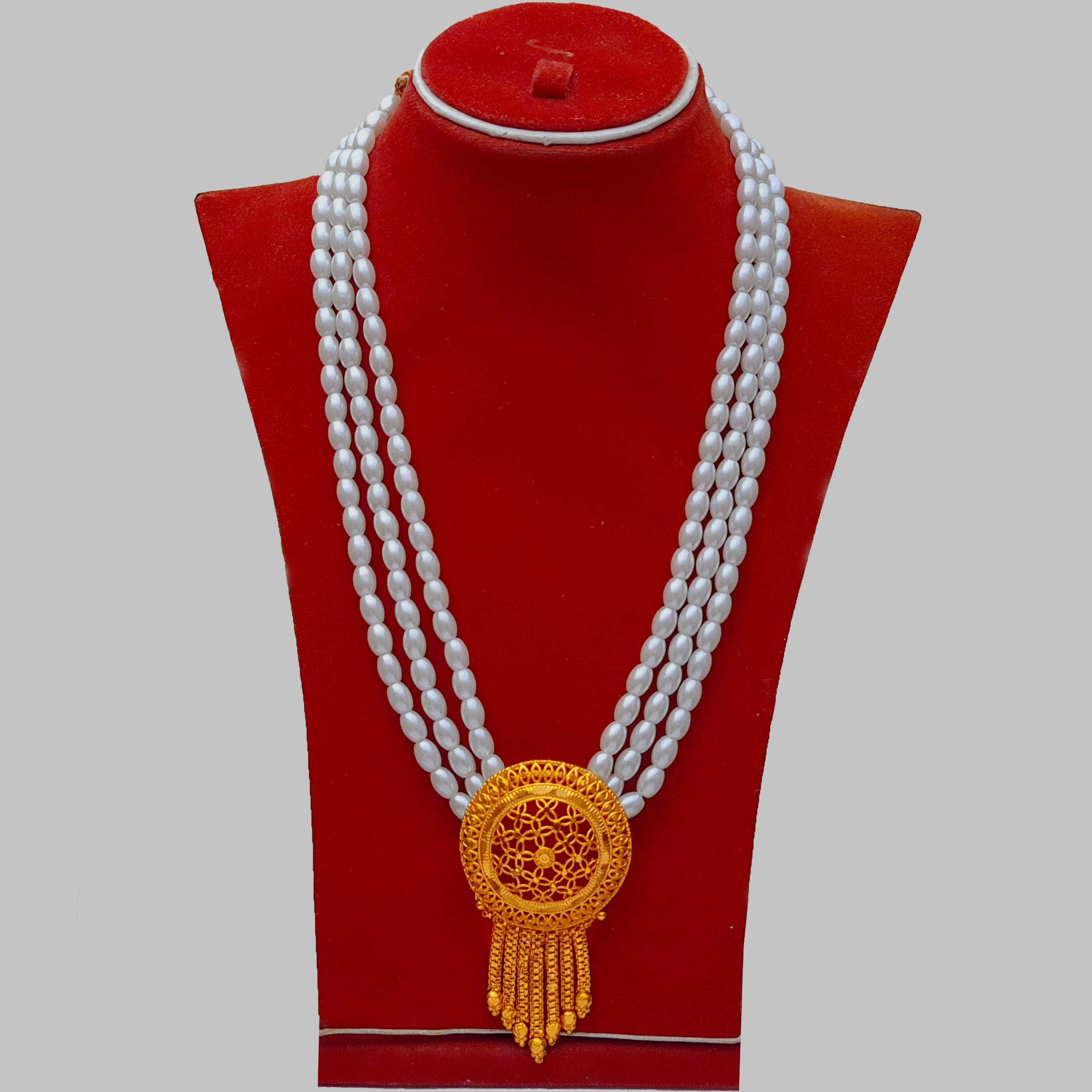 Gold Plated Pendant with Moti Chain Necklace – Traditional Nepali ...