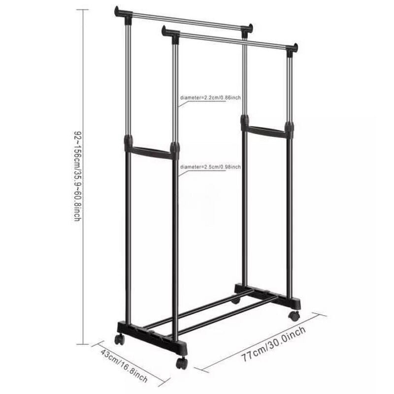 Stainless Steel Double Pole Cloth Drying Stand Rack