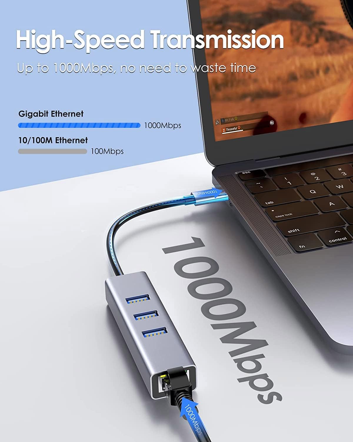Yinker USB C/3.0 Ethernet Adapter - Gigabit LAN Anschluss Für Laptop & MacBook