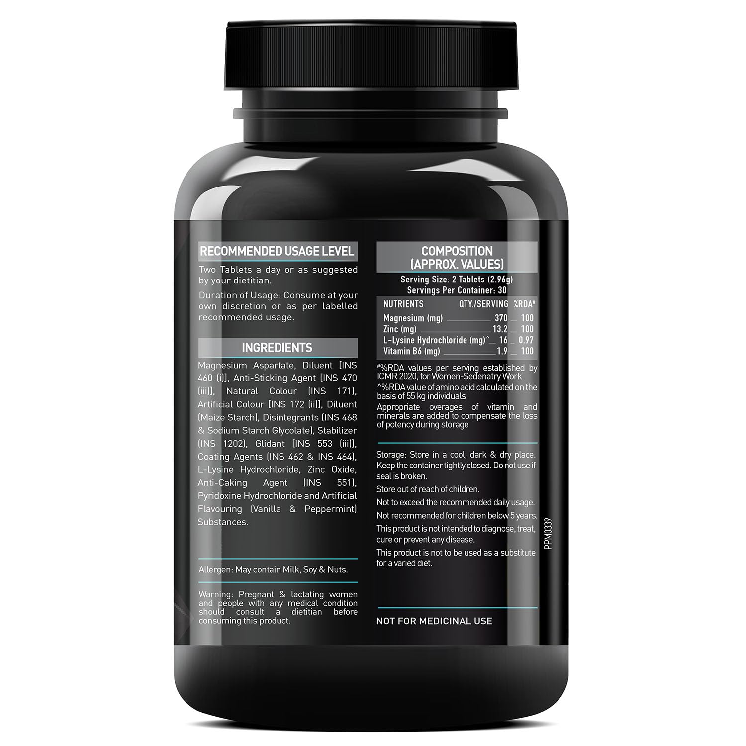 MuscleBlaze ZMA 60 Tablets 100% RDA of Zinc Magnesium Aspartate and ...