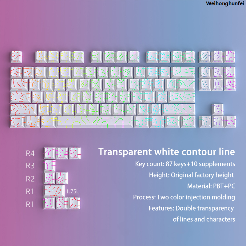 WeihonghunfeiPortable Contour 4.0 Side Engraved Keycap PBT Translucent ...