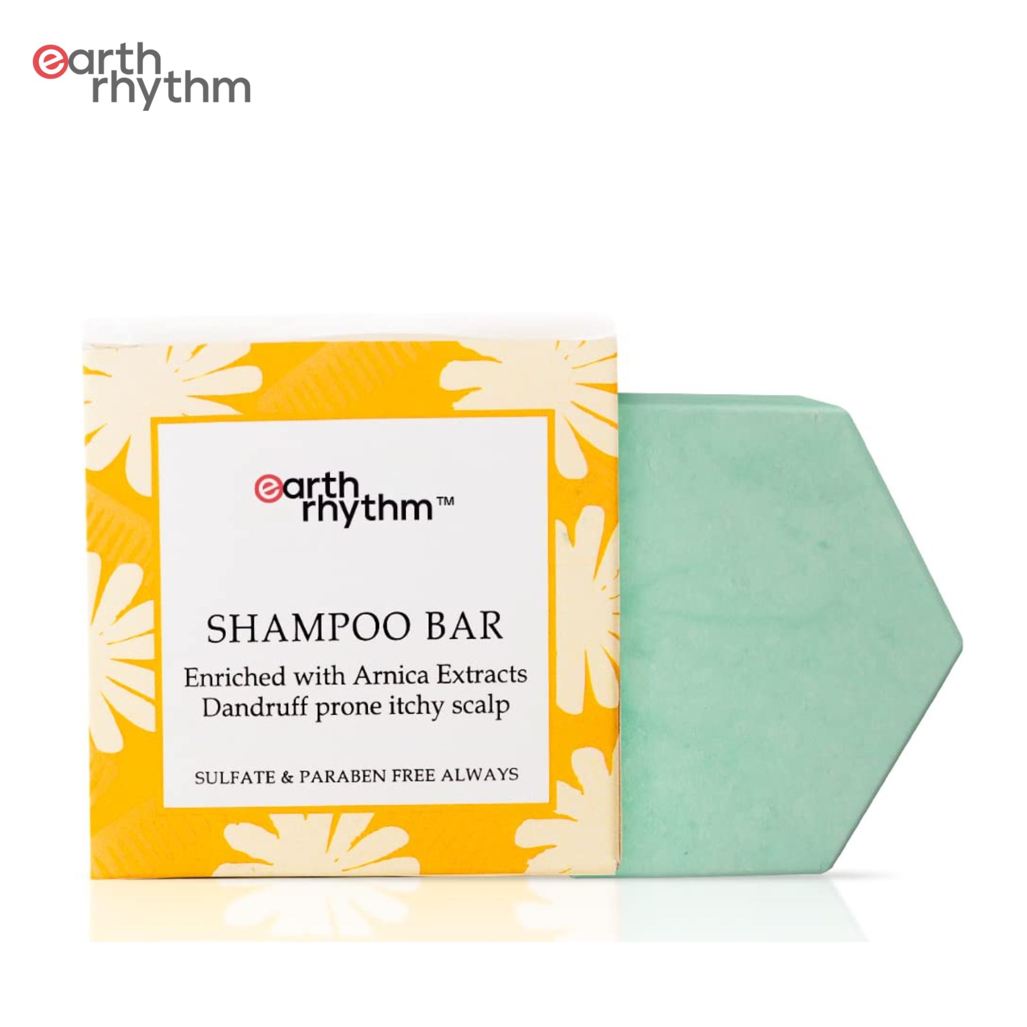 Earth Rhythm Anti Dandruff Shampoo Bar with Arnica Extracts for Itchy & Flaky Scalp (Paper Box) Sulfate & Paraben Free - 80 gm
