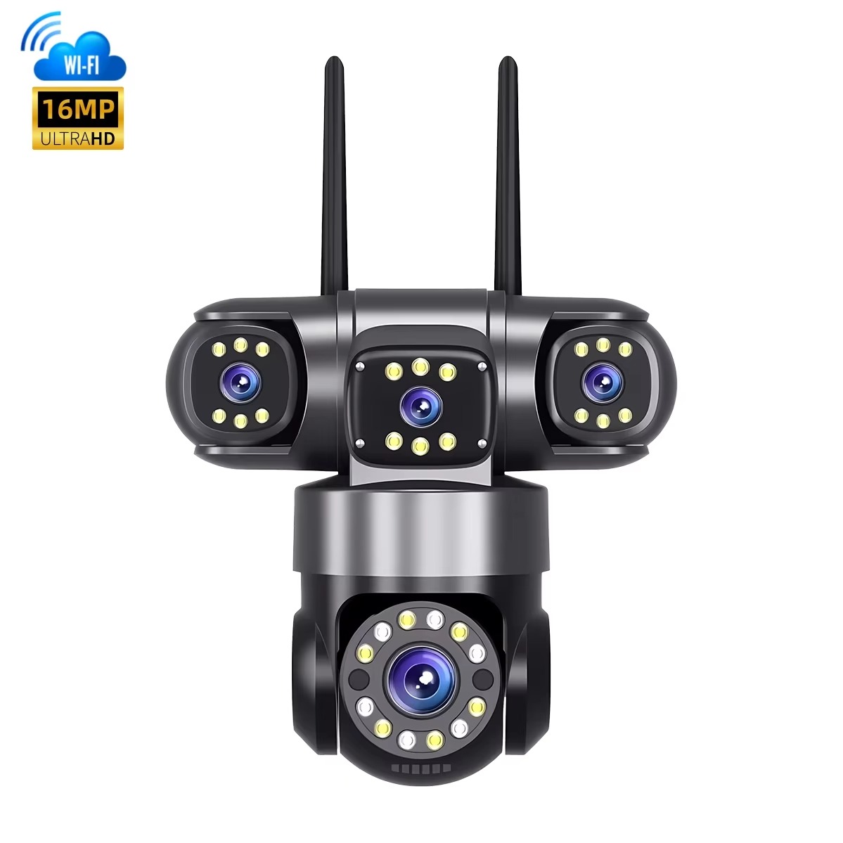 4-Lens 16MP Security Camera | WiFi CCTV for Outdoor Use | Waterproof PTZ with Night Vision and Remote Access