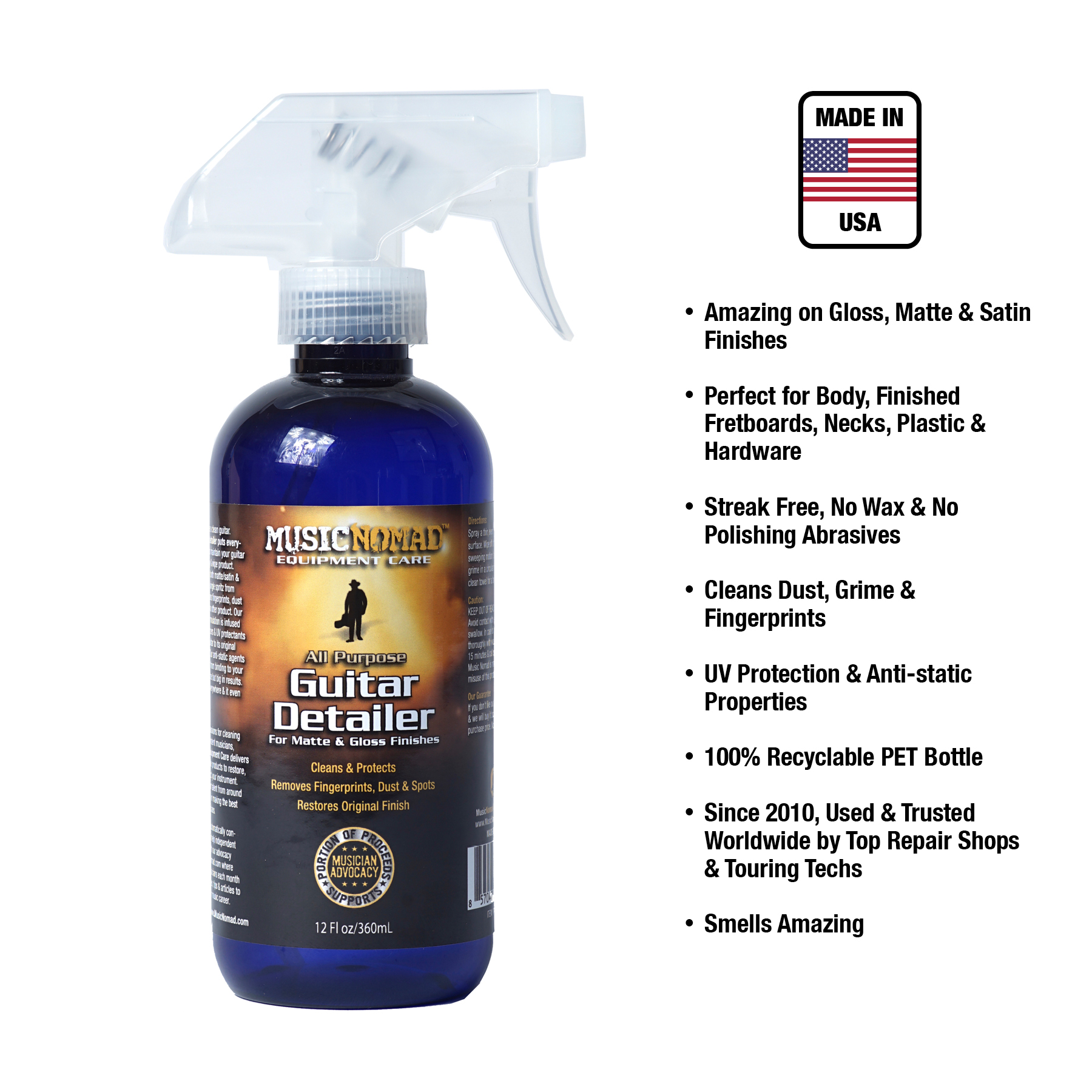 Music Nomad Premium Guitar Detailer for Matte and Gloss Finishes 12oz - MN152