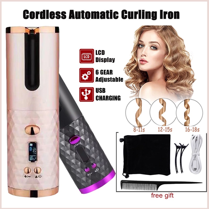 Curling Machine Portable Wireless Automatic Hair Curler USB Rechargeable With LCD Thermostat Electric Hair Curler: Buy Online at Best Prices in Nepal Curling Machine Portable Wireless Automatic Hair Curler USB Rechargeable With LCD Thermostat Electric Hair Curler: Buy Online at Best Prices in Nepal