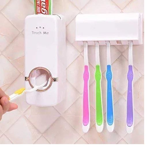 Automatic Universal Toothpaste Dispenser And 5 Tooth Brush Holder For ...