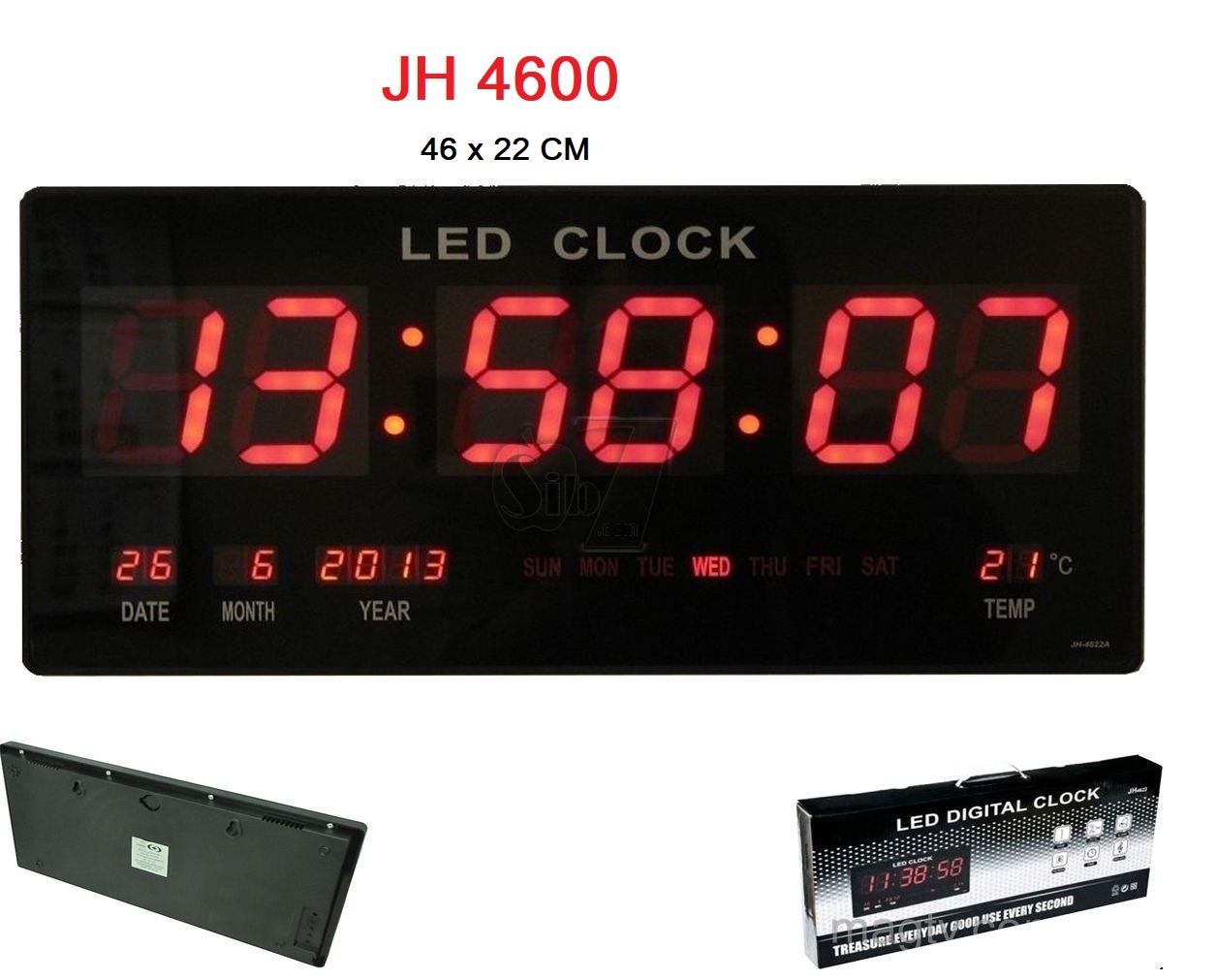 Led digital calendar jh4600 large wall clock with calendar and
