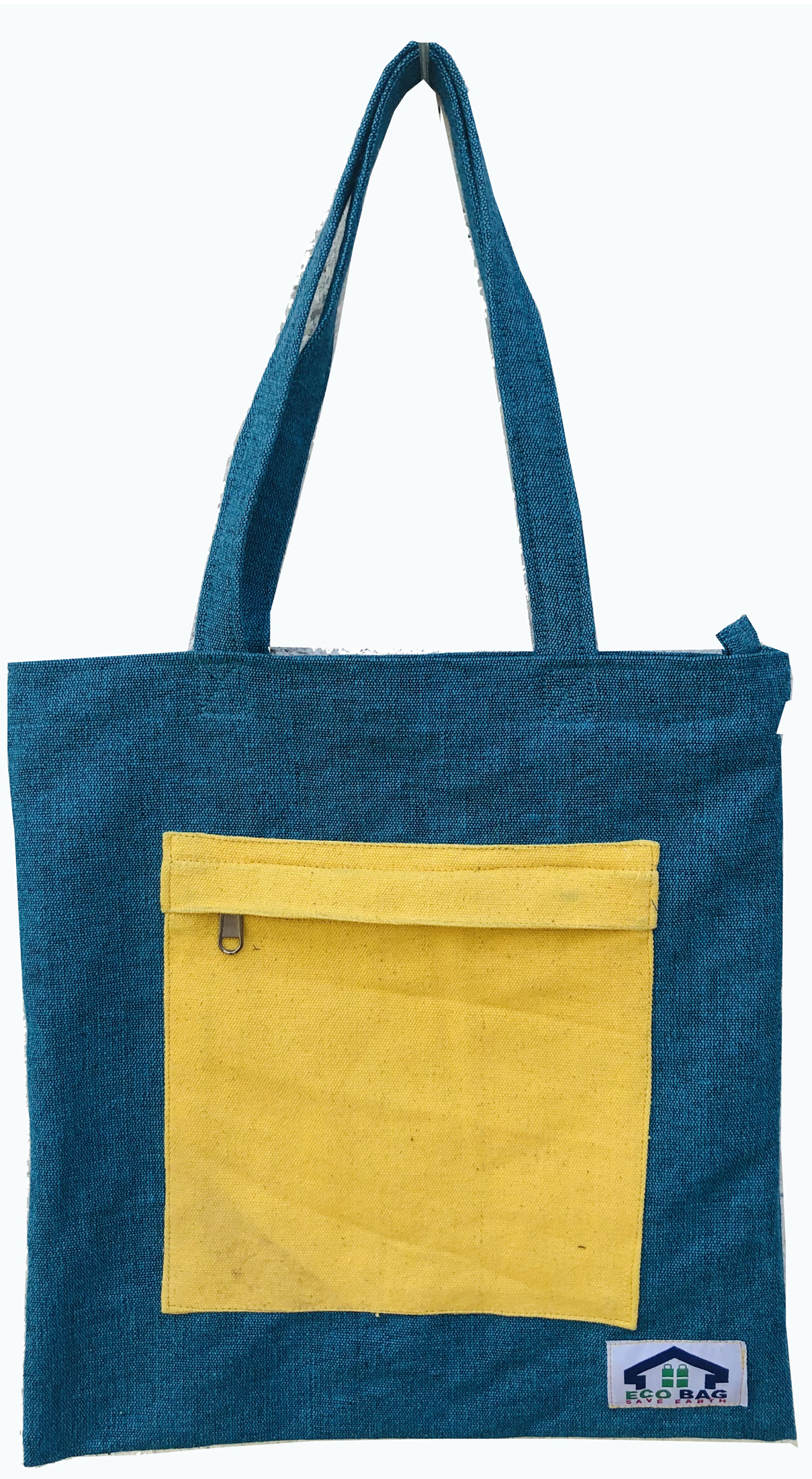 Yellow Colour Pocket Tote Bag For Women